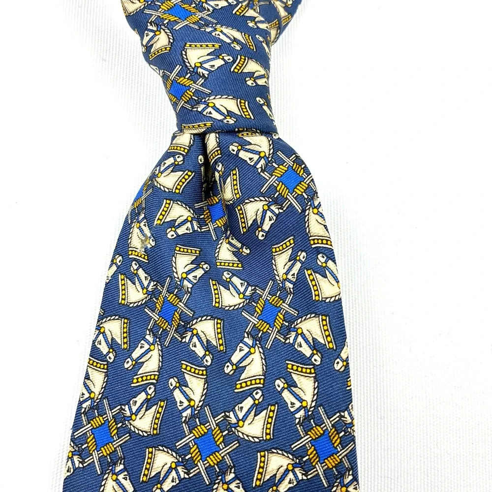 VTG Brooks Brothers Silk Tie Horse Equestrian USA 58 x 3.75